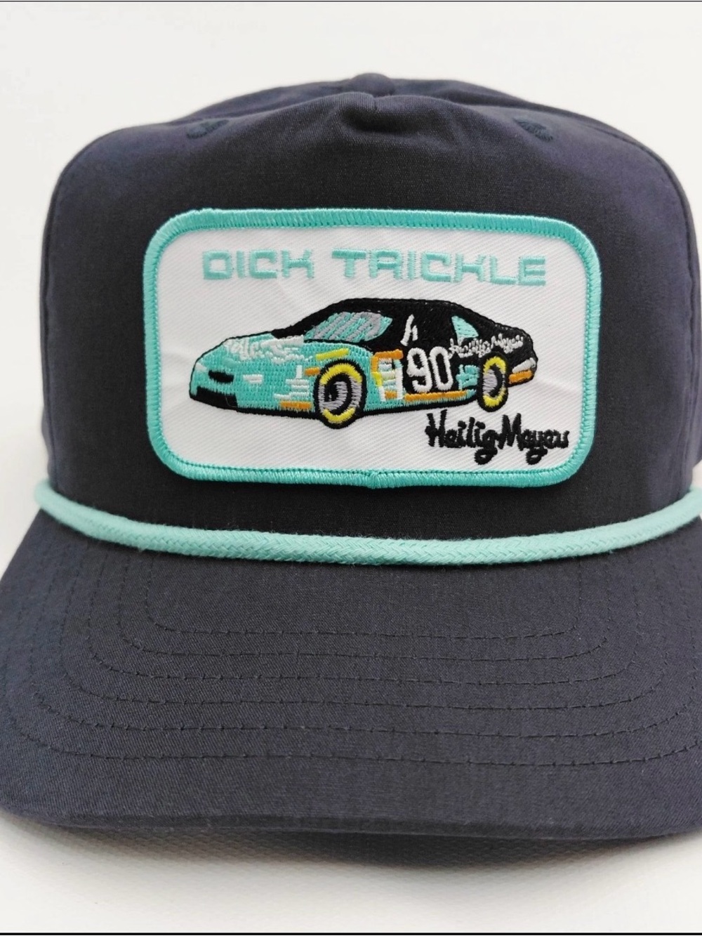 Dick Trickle #90 Embroidered Patch Semi-curved Bill Mesh Snapback  Cap Hat Blue